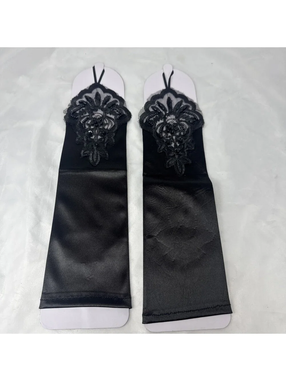 Long Opera Party Gloves Stretchy Adult Elbow Length BLACK